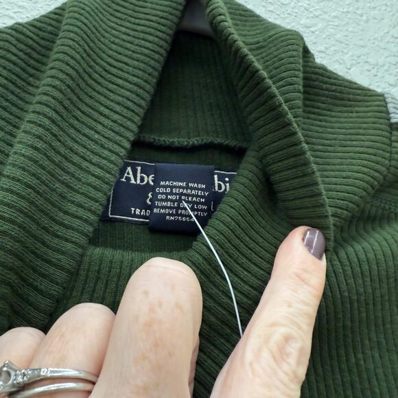 VTG Abercrombie & Fitch Y2K 90s Green Rib Long Sleeve Mock Neck Shirt Men XL NEW - Picture 3 of 8